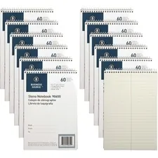 Business Source BSN 90650PK — Business Source Green Tint Steno Notebook - 60 Sheets - Coilock - Gregg Ruled - 6 x 9 - Green Tint Paper - Stiff-back, Sturdy - 12 / Pack