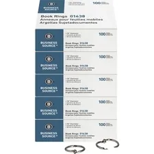 Business Source BSN 01438BD — Business Source Standard Book Rings - 1.5 Diameter - Silver - Nickel Plated - 500 / Bundle