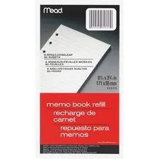 ACCO Brands MEA 46534 — Mead Memo Book Refill Pages - 80 Sheets - 3 3/4 x 6 3/4 - White Paper - Assorted Cover - 1 Each