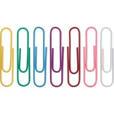 Business Source BSN 01604 — Business Source Vinyl-coated Gem Clips - Giant - for Paper - Rust Resistant - 250 / Box - Assorted - Vinyl