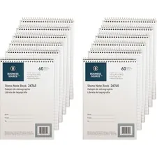 Business Source BSN 26740PK — Business Source Wirebound Steno Notebook - 60 Sheets - Wire Bound - 15 lb Basis Weight - 6 x 9 - White Paper - 12 / Pack