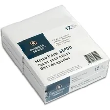 Business Source BSN 65900 — Business Source Plain Memo Pads - 100 Sheets - Plain - Glue - 16 lb Basis Weight - 3 x 5 - White Paper - 12 / Dozen