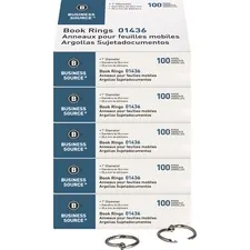 Business Source BSN 01436BD — Business Source Standard Book Rings - 1 Diameter - Silver - Nickel Plated - 500 / Bundle