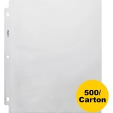 Business Source BSN 74550CT — Business Source Top-Loading Poly Sheet Protectors - 3.2 mil Thickness - For Letter 8 1/2 x 11 Sheet - 3 x Holes - Ring Binder - Rectangular - Clear - Polypropylene - 500 / Carton