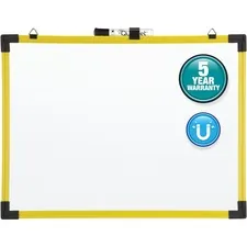 ACCO Brands QRT 724127 — Quartet Industrial Magnetic Whiteboard - 72 (6 ft) Width x 48 (4 ft) Height - White Painted Steel Surface - Bright Yellow Aluminum Frame - Rectangle - Horizontal - Mount - 1 Each