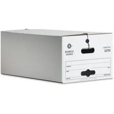 Business Source BSN 26750 — Business Source Light Duty Legal Size Storage Box - External Dimensions: 15 Width x 24 Depth x 10Height - Media Size Supported: Legal - String/Button Tie Closure - Light Duty - Stackable - White - For File - Recycled - 12 / Carton