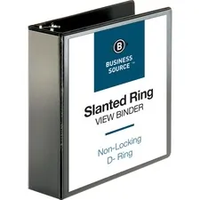 Business Source BSN 28449 — Business Source Basic D-Ring View Binders - 3 Binder Capacity - Letter - 8 1/2 Sheet Size - D-Ring Fastener(s) - Polypropylene - Black - Clear Overlay - 1 Each