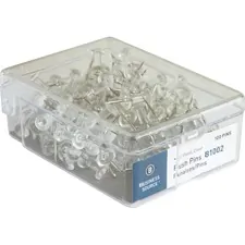 Business Source BSN 81002 — Business Source 1/2 Head Push Pins - 0.50 Head - 100 / Box - Clear - Steel