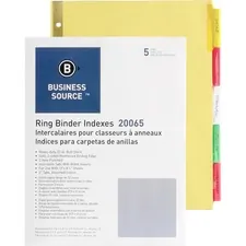 Business Source BSN 20065 — Business Source Reinforced Insertable Tab Indexes - 5 Tab(s)2 Tab Width - 8.5 Divider Width x 11 Divider Length - Letter - 3 Hole Punched - Buff Divider - Manila Tab(s) - 5 / Set