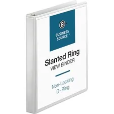 Business Source BSN 28440 — Business Source Basic D-Ring White View Binders - 1 Binder Capacity - Letter - 8 1/2 x 11 Sheet Size - D-Ring Fastener(s) - Polypropylene - White - 1.04 lb - Clear Overlay - 1 Each