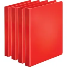 Business Source BSN 28550BD — Business Source Basic Round Ring Binders - 1 Binder Capacity - Letter - 8 1/2 x 11 Sheet Size - 225 Sheet Capacity - 3 x Round Ring Fastener(s) - Internal Pocket(s) - Chipboard, Polypropylene - Red - Exposed Rivet, Sturdy - 4 / Bundle