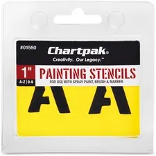 CHARTPAK/PICKETT CHA 01550 — Chartpak Painting Letters/Numbers Stencils - 1 - Gothic - Yellow