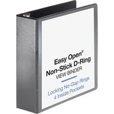 Business Source BSN 26962 — Business Source Locking D-Ring View Binder - 3 Binder Capacity - Letter - 8 1/2 x 11 Sheet Size - 650 Sheet Capacity - D-Ring Fastener(s) - 4 Inside Front & Back Pocket(s) - Polypropylene, Chipboard - Black - Recycled - Non-glare, Acid-free, Exposed Rivet, Locking Ring, Non-stick - 1 Each