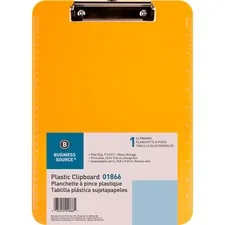Business Source BSN 01866 — Business Source Transparent Plastic Clipboard - 9 x 12 - Low-profile - Plastic - Neon Orange - 1 Each