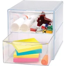 Business Source BSN 82978 — Business Source 2-drawer Storage Organizer - 2 Drawer(s) - 6 Height x 6 Width x 6 Depth - Desktop - Clear - 1 Each