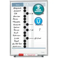 ACCO Brands QRT 33703 — Quartet Matrix 15-employee In/Out Board - 16 Height x 11 Width - White Natural Cork Surface - Magnetic, Durable - Silver Frame - 1 / Each