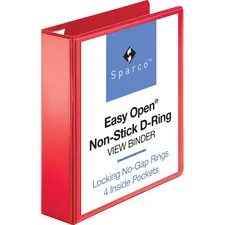 Business Source BSN 26981 — Business Source Red D-ring Binder - 2 Binder Capacity - Letter - 8 1/2 x 11 Sheet Size - D-Ring Fastener(s) - 4 Pocket(s) - Polypropylene - Red - Non-stick, Ink-transfer Resistant, Locking Ring - 1 Each
