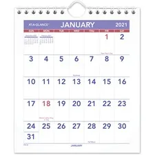 ACCO Brands AAG PM528 — At-A-Glance Mini Wall/Desk Monthly Calendar - Julian Dates - Monthly - 1 Year - January 2022 till December 2022 - 1 Month Single Page Layout - 6 1/2 x 7 1/2 Sheet Size - Wire Bound - Desk - White - Paper - Reference Calendar, Easel - 1 Each