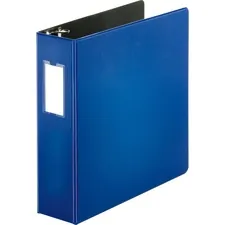 Business Source BSN 33115 — Business Source Slanted D-ring Binders - 3 Binder Capacity - 3 x D-Ring Fastener(s) - 2 Internal Pocket(s) - Chipboard, Polypropylene - Blue - PVC-free, Non-stick, Spine Label, Gap-free Ring, Non-glare, Heavy Duty, Open and Closed Triggers - 1 Each