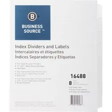 Business Source BSN 16488 — Business Source Unpunched Index Dividers Set - 8 Blank Tab(s) - 8.5 Divider Width x 11 Divider Length - Letter - White Tab(s) - 25 / Box