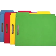 Business Source BSN 17571 — Business Source 1/3 Tab Cut Letter Recycled Fastener Folder - 8 1/2 x 11 - 3/4 Expansion - 2 Fastener(s) - 2 Fastener Capacity - Top Tab Location - Assorted Position Tab Position - Stock - Yellow, Blue, Green, Red - 10% Recycled - 50 / Box