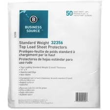 Business Source BSN 32356 — Business Source Nonglare Top-loading Sheet Protectors - 11 Height x 9 Width - 2.4 mil Thickness - For Letter 8 1/2 x 11 Sheet - Rectangular - Clear - Polypropylene - 50 / Pack