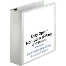 Business Source BSN 26961 — Business Source Locking D-Ring View Binder - 3 Binder Capacity - Letter - 8 1/2 x 11 Sheet Size - 650 Sheet Capacity - D-Ring Fastener(s) - 4 Inside Front & Back Pocket(s) - Polypropylene, Chipboard - White - Recycled - Acid-free, Non-glare, Clear Overlay, Locking Ring, Non-stick, Exposed Rivet, Sturdy - 1 Each