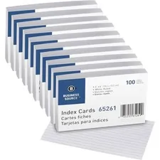 Business Source BSN 65261BX — Business Source Ruled White Index Cards - Front Ruling Surface - Ruled - 72 lb Basis Weight - 4 x 6 - White Paper - 1000 / Box