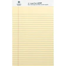 Business Source BSN 63107 — Business Source Micro - Perforated Legal Ruled Pads - Jr.Legal - 50 Sheets - 0.28 Ruled - 16 lb Basis Weight - 8 x 5 - Canary Paper - Micro Perforated, Easy Tear, Sturdy Back - 12 / Dozen