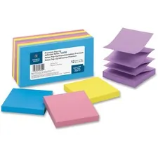 Business Source BSN 16450 — Business Source Reposition Pop-up Adhesive Notes - 3 x 3 - Square - Assorted - Removable, Repositionable, Solvent-free Adhesive - 12 / Pack