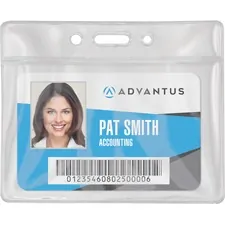ADVANTUS CORPORATION AVT 75683 — Advantus Vinyl ID Badge Holders - Support 3.50 x 2.50 Media - Horizontal - Vinyl - 50 / Pack - Clear