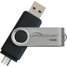 Compucessory CCS 26471 — Compucessory 16GB USB 2.0 Flash Drive - 16 GB - USB 2.0 - Silver, Black - 1 Year Warranty - 1 Each