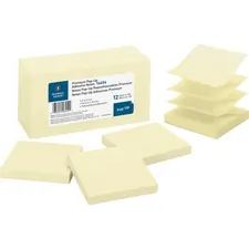 Business Source BSN 16454 — Business Source Reposition Pop-up Adhesive Notes - 3 x 3 - Square - Yellow - Removable, Repositionable, Solvent-free Adhesive - 12 / Pack