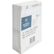 Business Source BSN 63110 — Business Source Micro - Perforated Legal Ruled Pads - Jr.Legal - 50 Sheets - 0.28 Ruled - 16 lb Basis Weight - 8 x 5 - White Paper - Micro Perforated, Easy Tear, Sturdy Back - 12 / Dozen