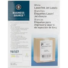 Business Source BSN 98107 — Business Source Bright White Premium-quality Internet Shipping Labels - 5 1/2 x 8 1/2 Length - Permanent Adhesive - Rectangle - Laser, Inkjet - Bright White - 2 / Sheet - 250 Total Sheets - 500 / Box