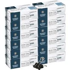 Business Source BSN 36550BX — Business Source Fold-back Binder Clips - Small - for Paper - 144 / Box - Black - Tempered Steel, Nickel Plated