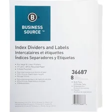 Business Source BSN 36687 — Business Source Punched Laser Index Dividers - 8 Blank Tab(s) - 8.5 Divider Width x 11 Divider Length - Letter - 3 Hole Punched - White Paper Divider - White Tab(s) - 25 / Box