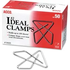 ACCO Brands ACC 72643 — Acco Ideal Clamps - No. 2 - 100 Sheet Capacity - for Office, Home, School, Document, Paper - Sturdy, Tear Resistant, Bend Resistant, Flex Resistant - 150 / Pack - Silver