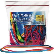 ALLIANCE RUBBER ALL 07800 — Alliance Rubber Brites 07800 File Bands - Non-Latex Colored Elastic Bands - 7 x 1/8 - 50 Pack - Pink, Blue and Orange - Resealable Bag
