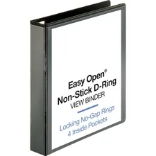 Business Source BSN 26958 — Business Source Locking D-Ring View Binder - 1 1/2 Binder Capacity - Letter - 8 1/2 x 11 Sheet Size - 325 Sheet Capacity - D-Ring Fastener(s) - 4 Inside Front & Back Pocket(s) - Polypropylene, Chipboard - Black - Recycled - Acid-free, Non-glare, Clear Overlay, Locking Ring, Non-stick, Exposed Rivet, Sturdy - 1 Each
