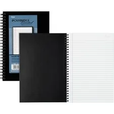 ACCO Brands MEA 06074 — Cambridge Limited Business Notebooks - 80 Sheets - Wire Bound - College Ruled - 0.28 Ruled - 20 lb Basis Weight - 8 x 5 - White Paper - Black Binder - Black Cover - Linen Cover - Bond Paper, Perforated, Subject, Flexible Cover, Durable, Easy Tear - 1 Each