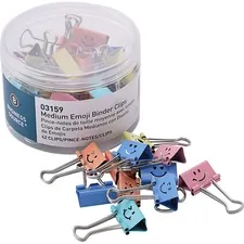 Business Source BSN 03159 — Business Source Smiling Face Emoji Binder Clips - Medium - for Paper, Office, Classroom - Sturdy - 42 / Tube - Assorted