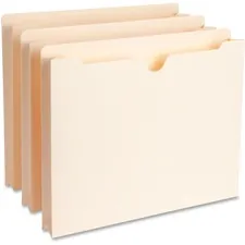 Business Source BSN 65798 — Business Source Straight Tab Cut Letter Recycled File Pocket - 8 1/2 x 11 - 1 1/2 Expansion - Manila - 10% Recycled - 50 / Box