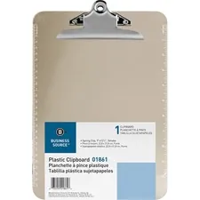 Business Source BSN 01861 — Business Source Spring Clip Plastic Clipboard - 8 1/2 x 11 - Spring Clip - Plastic - Smoke - 1 Each