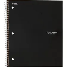 ACCO Brands MEA 72057 — Five Star College Ruled 1-subject Notebook - 100 Sheets - Wire Bound - Wide Ruled - 8 x 11 - Black Cover - Plastic Cover - 1 Each