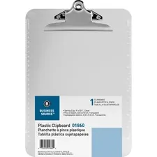 Business Source BSN 01860 — Business Source Spring Clip Plastic Clipboard - 8 1/2 x 11 - Spring Clip - Plastic - Clear - 1 Each