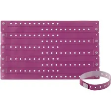ADVANTUS CORPORATION AVT 97762 — Advantus Colored Vinyl Wristbands - 100 / Pack - 0 Height x 0.6 Width x 9.8 Length - Purple - Vinyl