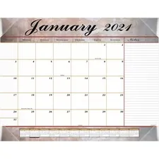 ACCO Brands AAG 89702 — At-A-Glance Monthly Desk Pad - Julian Dates - Monthly - 1 Year - January 2022 till December 2022 - 1 Month Single Page Layout - 22 x 17 Sheet Size - 2.43 x 2.25 Block - Desk Pad - Rose, Gray, Burgundy - Poly, Paper - 1 Each