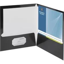 Business Source BSN 44425 — Business Source Letter Pocket Folder - 8 1/2 x 11 - 100 Sheet Capacity - 2 Internal Pocket(s) - Black - 25 / Box