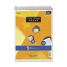 ACCO Brands MEA 06182 — Mead 1-Subject Notepad - 100 Sheets - Wire Bound - 8 1/2 x 11 - White Paper - Assorted Cover Laminated - Plastic Cover - Perforated - 1 Each